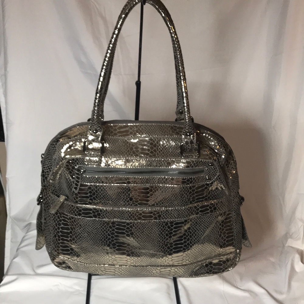 Cache Reptile Print Metallic Purse - image 1